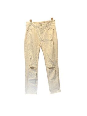 Old Navy Sky-Hi Straight Extra High Rise White Button-Fly Ripped Jeans Size 4